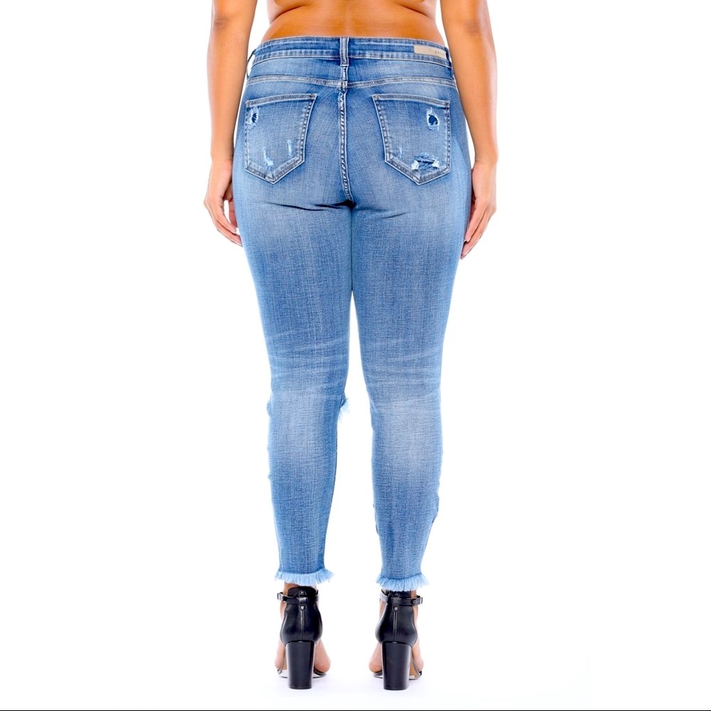 Cello Plus Jeans Mid Rise Distress Crop Skinny - Picture 11 of 14